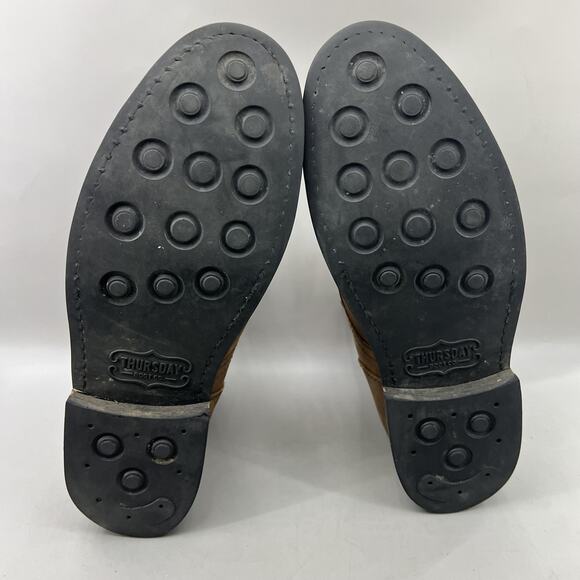 Thursday Captain Boots Mens Size 11.5 Brown Leather Cap Toe Lace Up Studded Sole - Picture 7 of 9